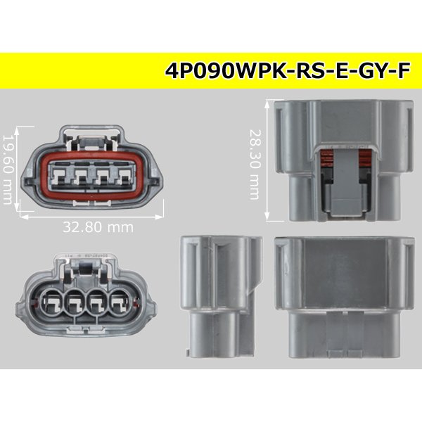 Photo3: ●[sumitomo] 090 type RS waterproofing series 4 pole "E type" F connector  [gray] (no terminals) /4P090WP-RS-E-GY-F-tr (3)