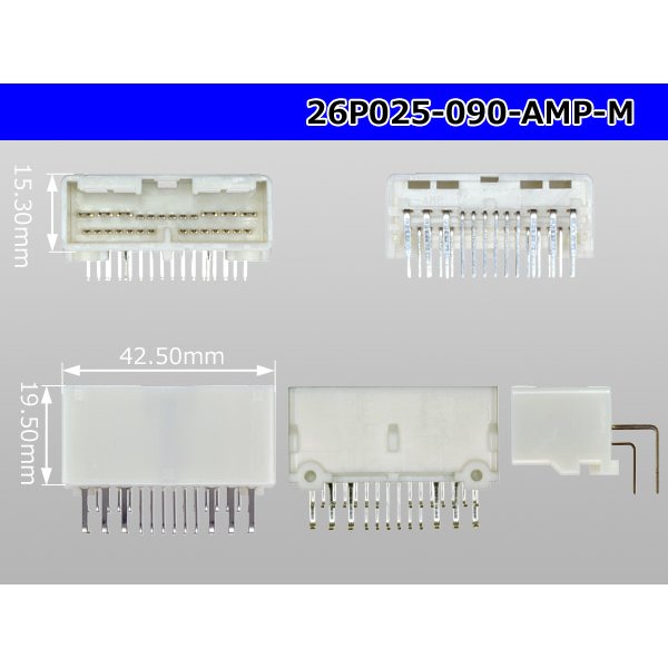 Photo3:  [AMP] 025 Type 20 pole + 090 Type  6 pole  hybrid  Male terminal side coupler - Horizontal (L字)/26P025-090-AMP-M (3)