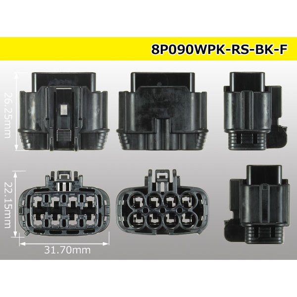 Photo3: ●[sumitomo] 090 type RS waterproofing series 8 pole F connector [black]  (no terminals) /8P090WP-RS-BK-F-tr (3)