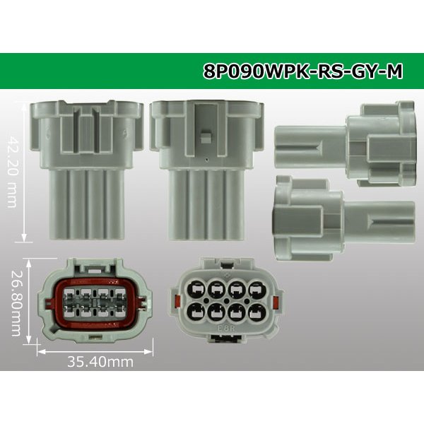 Photo3: ●[sumitomo] 090 type RS waterproofing series 8 pole M connector [gray] (no terminals)/8P090WP-RS-GY-M-tr (3)